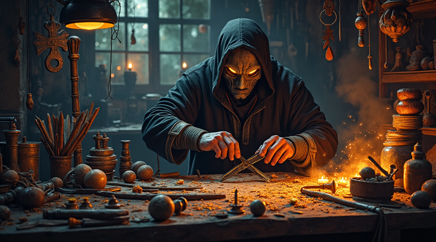 Craftsman working on masks