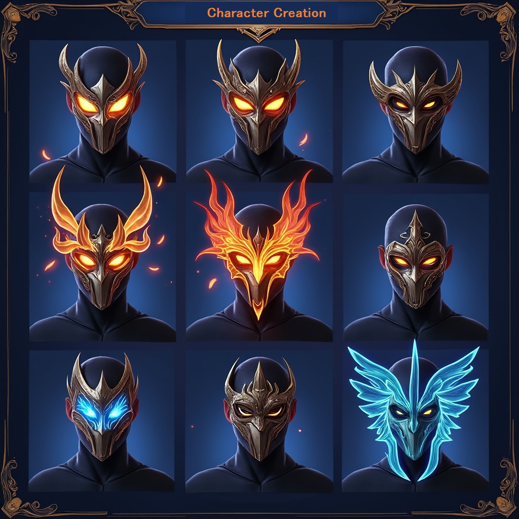 Selection of different masks with unique powers and abilities